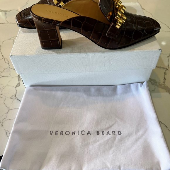 Veronica Beard Bera Chain Loafer Mule in Espresso 9 - Picture 7 of 9